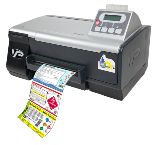 VIP COLOR VP485 label printer including unwinder