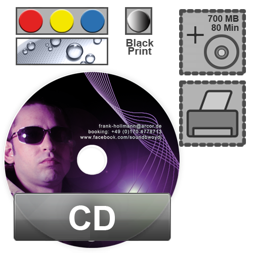 CD Replikation (Pressung) mit Labeldruck, Verpackung und Drucksachen