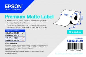 Premium Matte Label Continuous Roll, 102 mm x 35 m