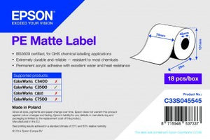 PE Matte Label - Continuous Roll: 76mm x 29m