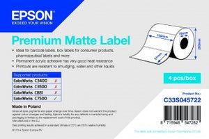 Premium Matte Label - Die-cut Roll: 102mm x 51mm, 2310 labels