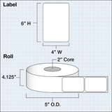 Poly White Gloss Labels, 4"x 6" (10,2 cm x 15,2 cm), 325 pcs per roll, 2" core