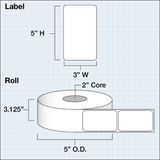 Paper High Gloss Label 3x5" (7,62 x 12,70 cm) 400 labels per roll 2"core