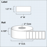 Paper High Gloss Label 4x1,5" (10,16 x 3,81 cm) 1300 labels per roll 2"core