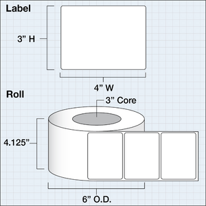 Paper Semi Gloss Label 4x3" (10,16 x 7,62 cm) 850 labels per roll 3"Kern