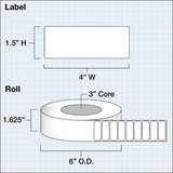 Paper Matte Labels 4" x 1,5" (10,16 x 3,81 cm) 1625 labels per roll 3" core