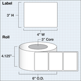 Cotton Fabric White Labels 4" x 3" (10,16 x 7,62 cm) 450 labels per roll 3"core
