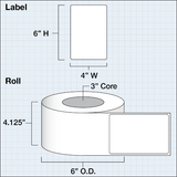 Poly Pearly Gloss Labels 4" x 6" (10,16 x 15,24 cm) 425 labels per roll 3"Kern