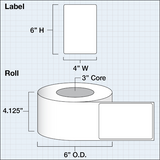 Paper High Gloss Label 4 x 6" (10,16 x 15,24 cm) 425 labels per roll 3"core
