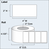 Poly Clear Gloss Eco Labels, 4" x 2" (10,2 x 5,1 cm), 1250 pcs per roll, 3" core