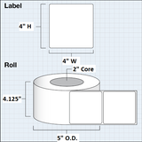 Paper High Gloss Label 4x4" (10,16 x 10,16 cm) 500 labels per roll 2"core