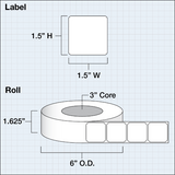 Paper High Gloss Label 1,5x1,5" (3,8 x 3,8 cm) 1600 Oval labels per roll 3"core