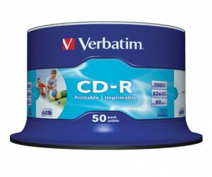 CD-R Vinyl Verbatim printable inkjet white 80min./700MB, 52x 43710