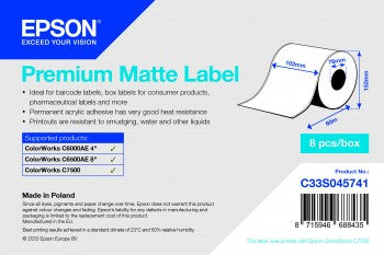 Premium Matte Label - Continuous Roll: 102mm x 60m, 200 labels