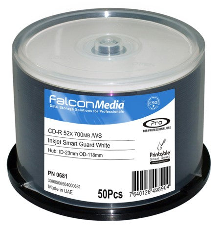 CD-R Falcon Media FTI, Inkjet White WATERSHIELD 80min./700MB, 52x